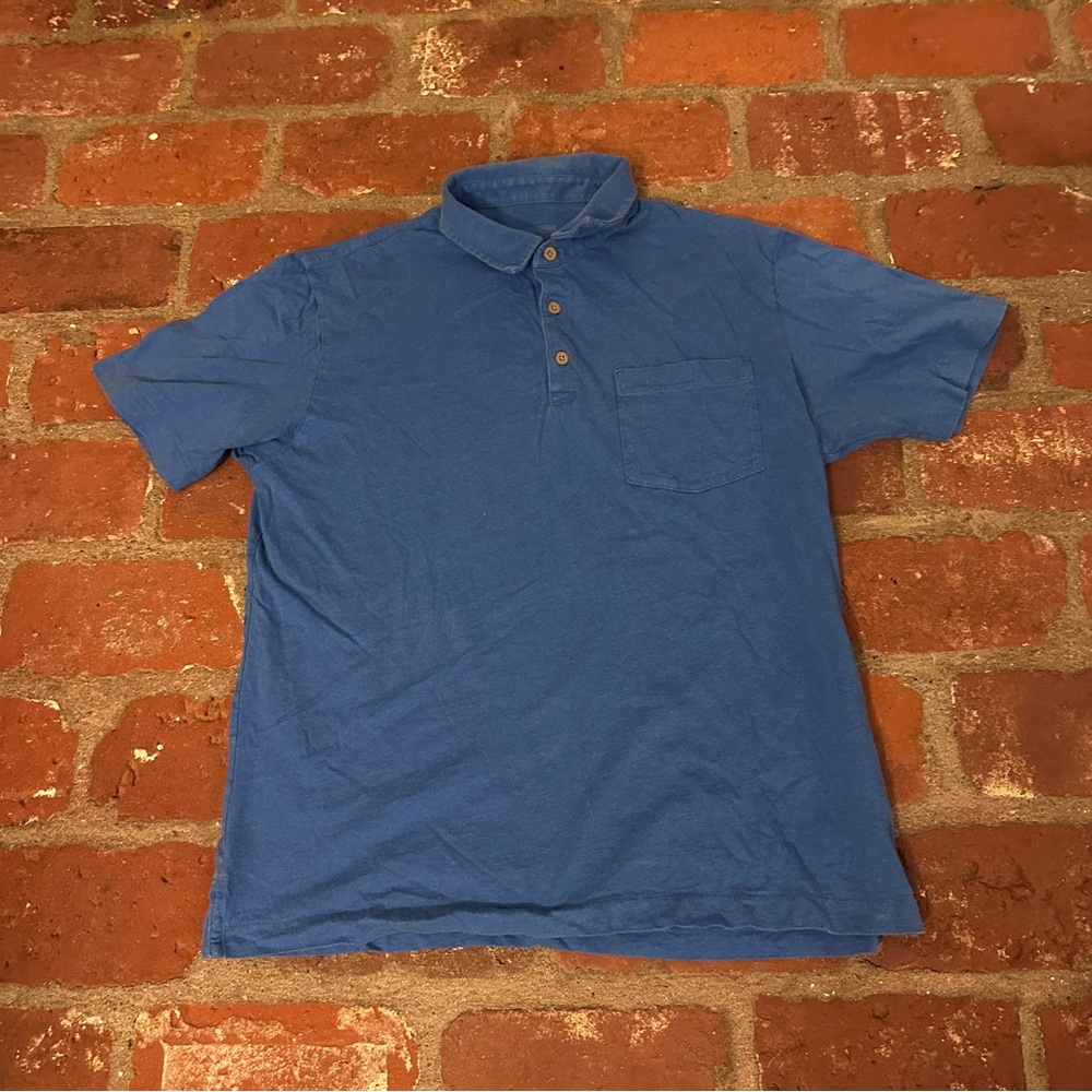 Men's Squeaky Clean Blue Polo Short Sleeve Shirt Medium Cotton  w/ Chest Pocket